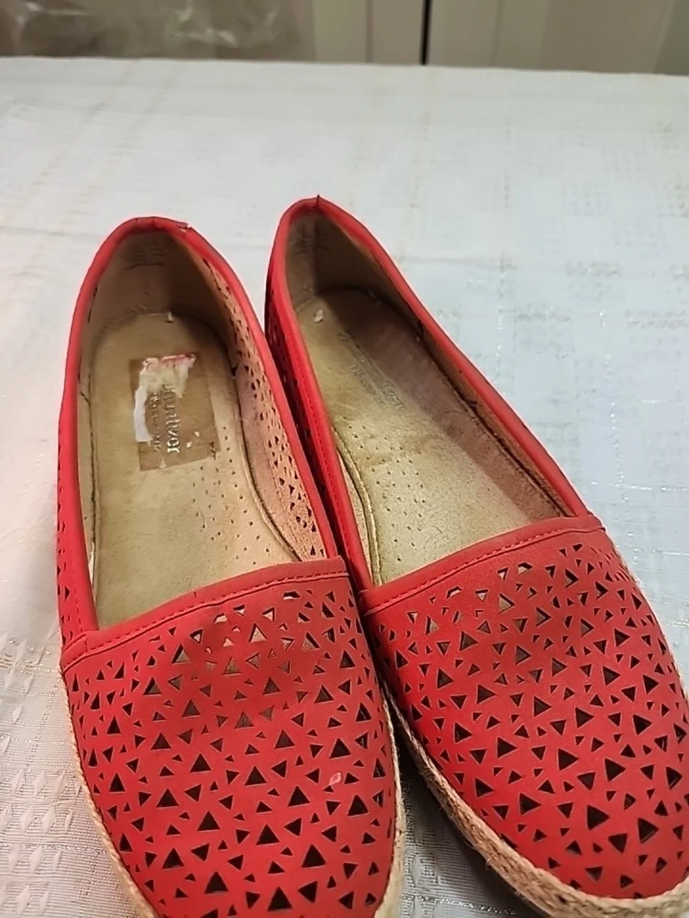 Sanuk Women's Red Laser-Cut Espadrille Flats